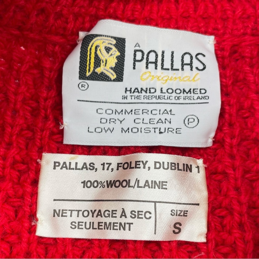 Vintage Pallas Irish Wool Cardigan Sweater Red Medium EUC - Picture 5 of 17